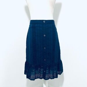 Loft Size 4 Navy Blue Eyelet / Lace Skirt